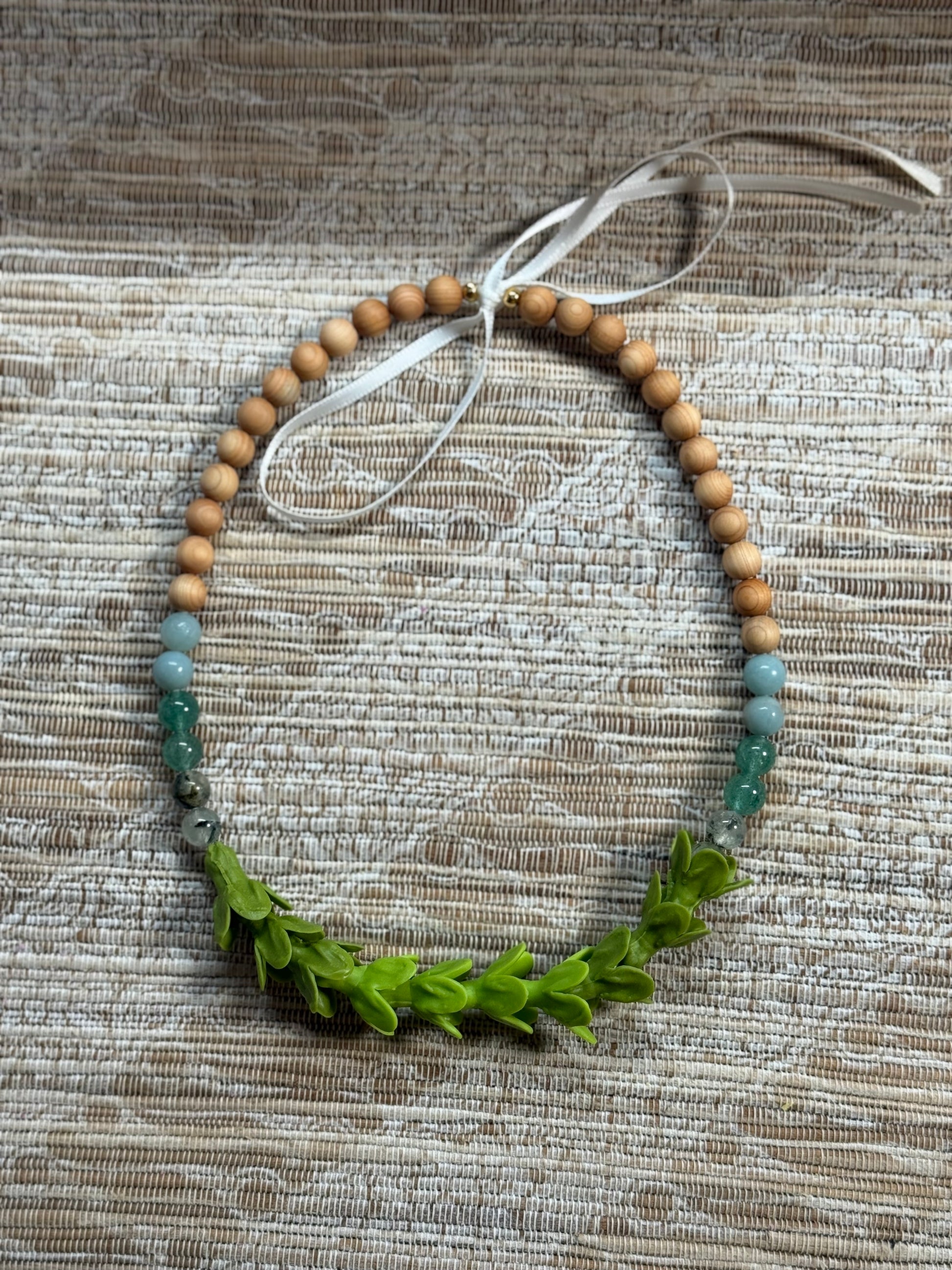 Artisan-made Hawaiian lei necklace with natural materials