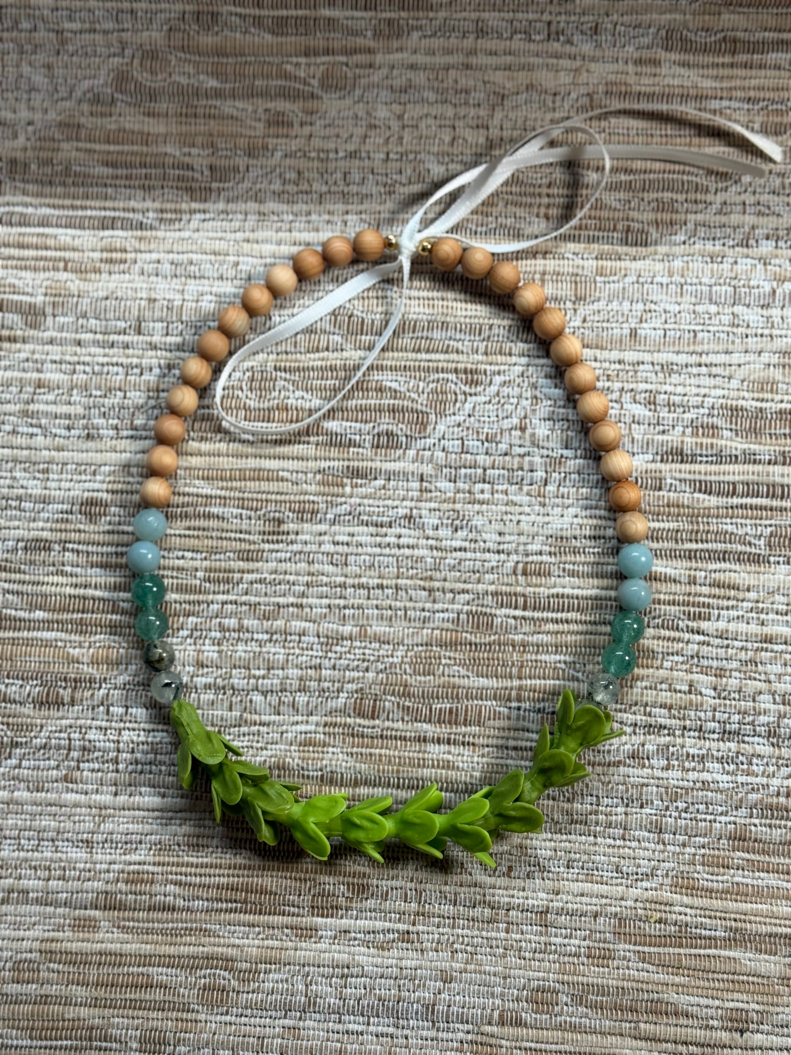 Artisan-made Hawaiian lei necklace with natural materials